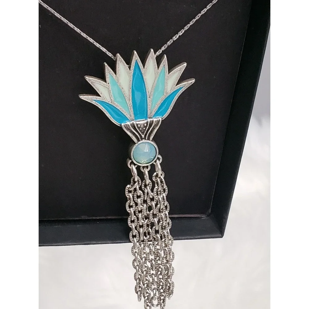 NEW Alex and Ani Women's 32 in Large Blue Lotus Necklace floral statement